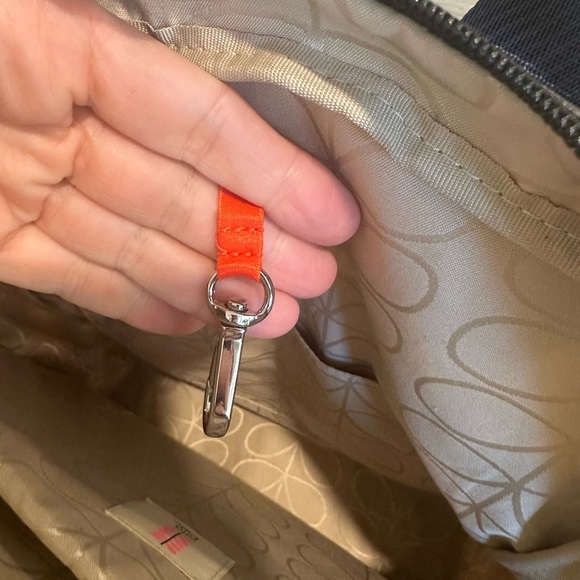 Orla Kiely Lotta Backpack Blue Petals, Red Stripe - Picture 8 of 16